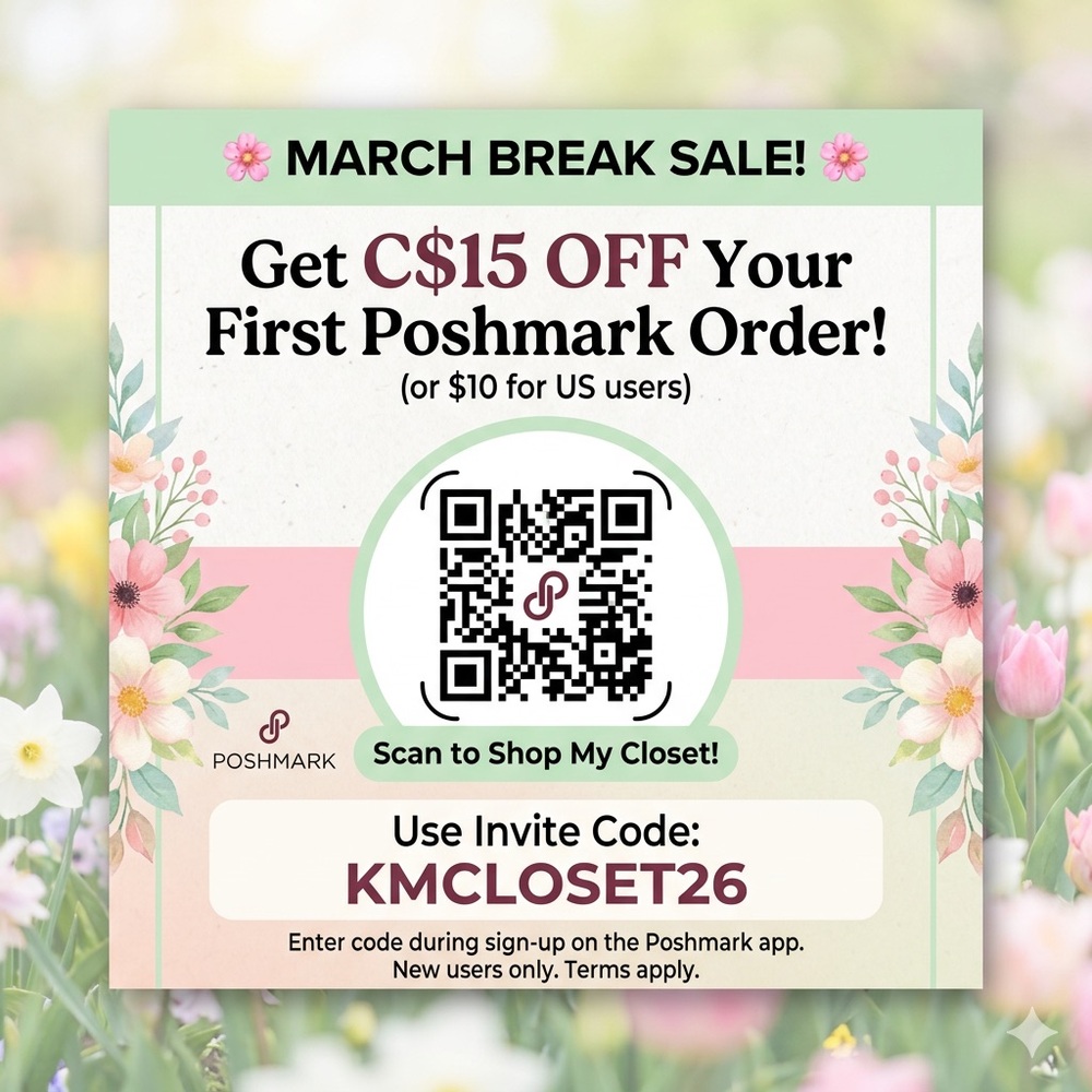 Poshmark $15 Off First Order Promo Graphic - Pink & Mint Floral